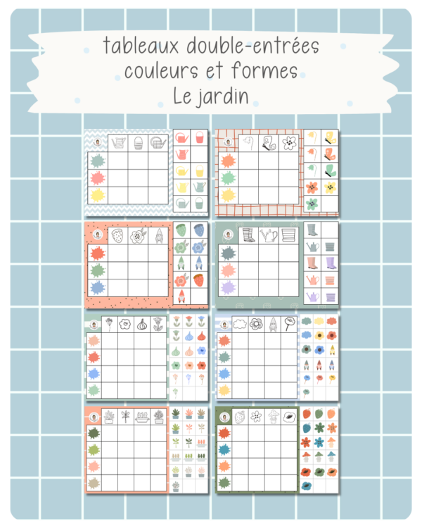 16. tableaux double-entrées couleurs et formes - Au jardin (printemps)