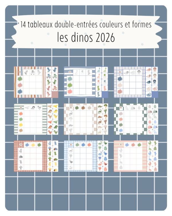 16. Tableaux Double-Entrées Couleurs et Formes -Dinos 2026