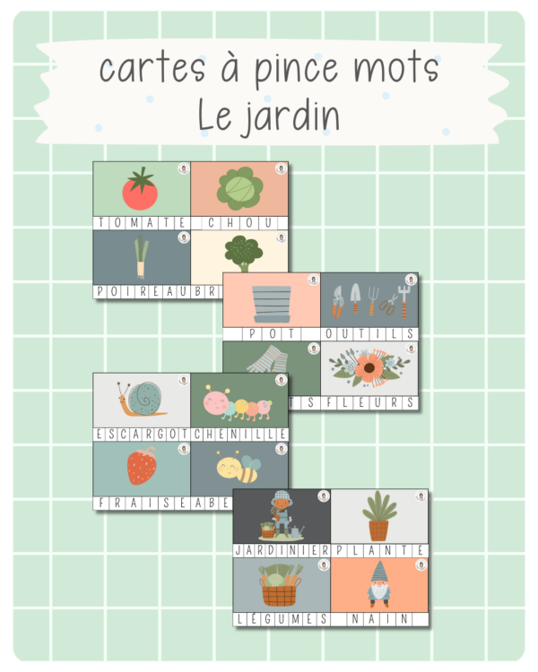 17. Cartes à Pince Mots — Au jardin (printemps)