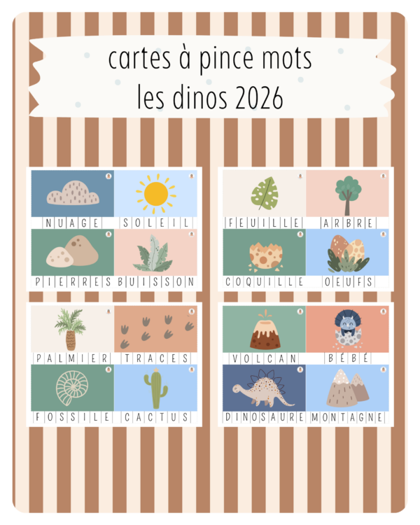17. Cartes à Pince Mots — Les Dinos 2026