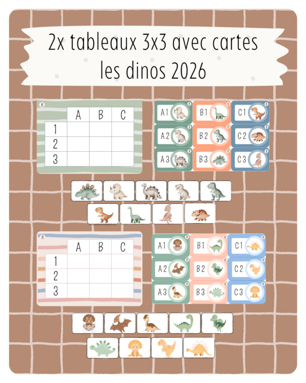 18. 2 Tableaux 3x3 avec Cartes — Les Dinos 2026