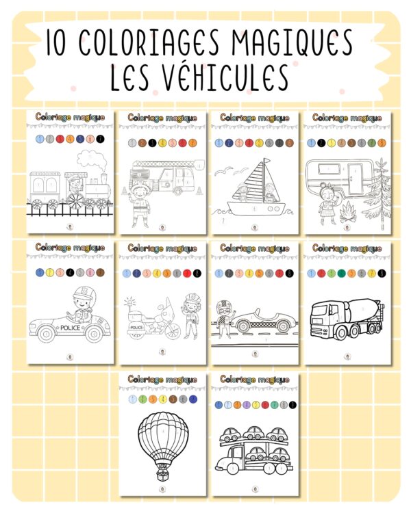 27. coloriages magiques - les véhicules
