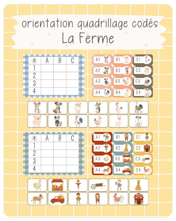 18. 2 tableaux 3x4 avec Cartes — La Ferme