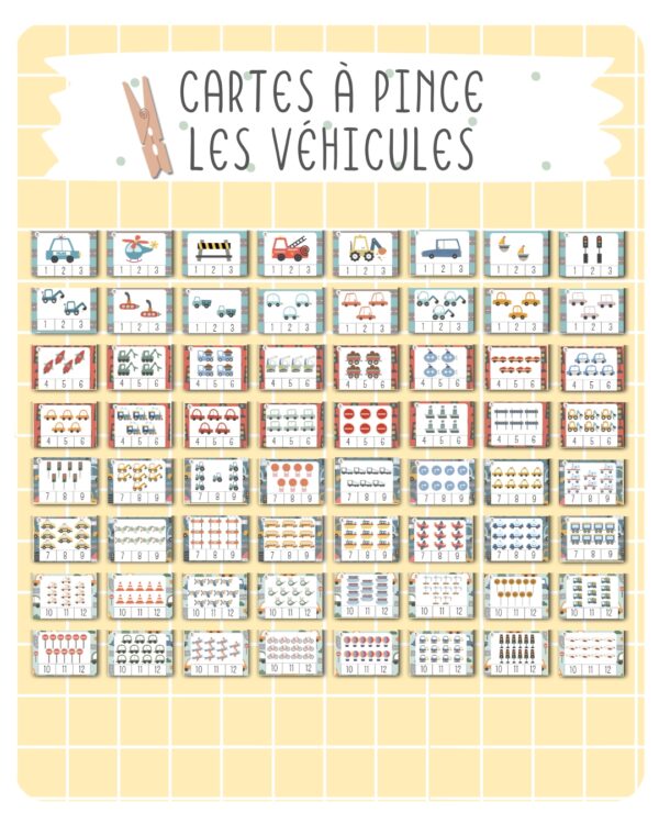5. 64 cartes à compter – Les véhicules
