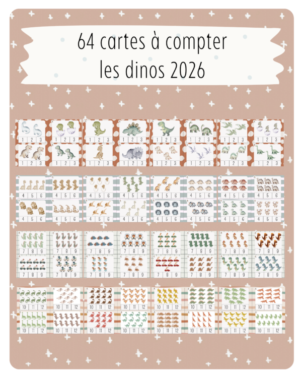 5. 64 cartes à compter – Les dinos 2026