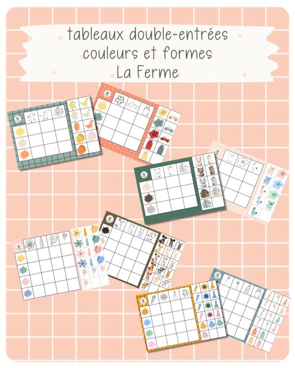 16. tableaux double-entrées couleurs et formes - La ferme