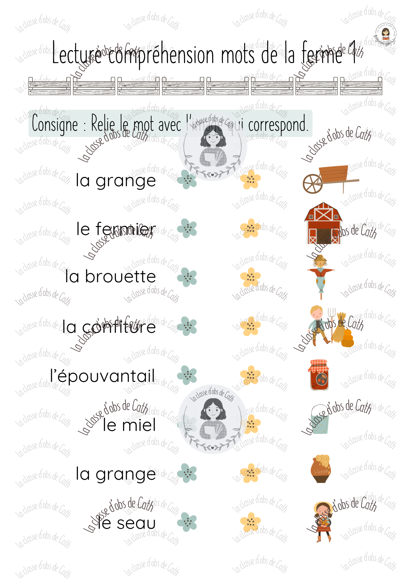 48. 2 Fiches Compréhension de Mots — La Ferme – Image 2