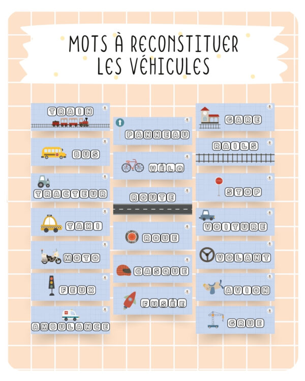 7. Mots à reconstituer – Les véhicules