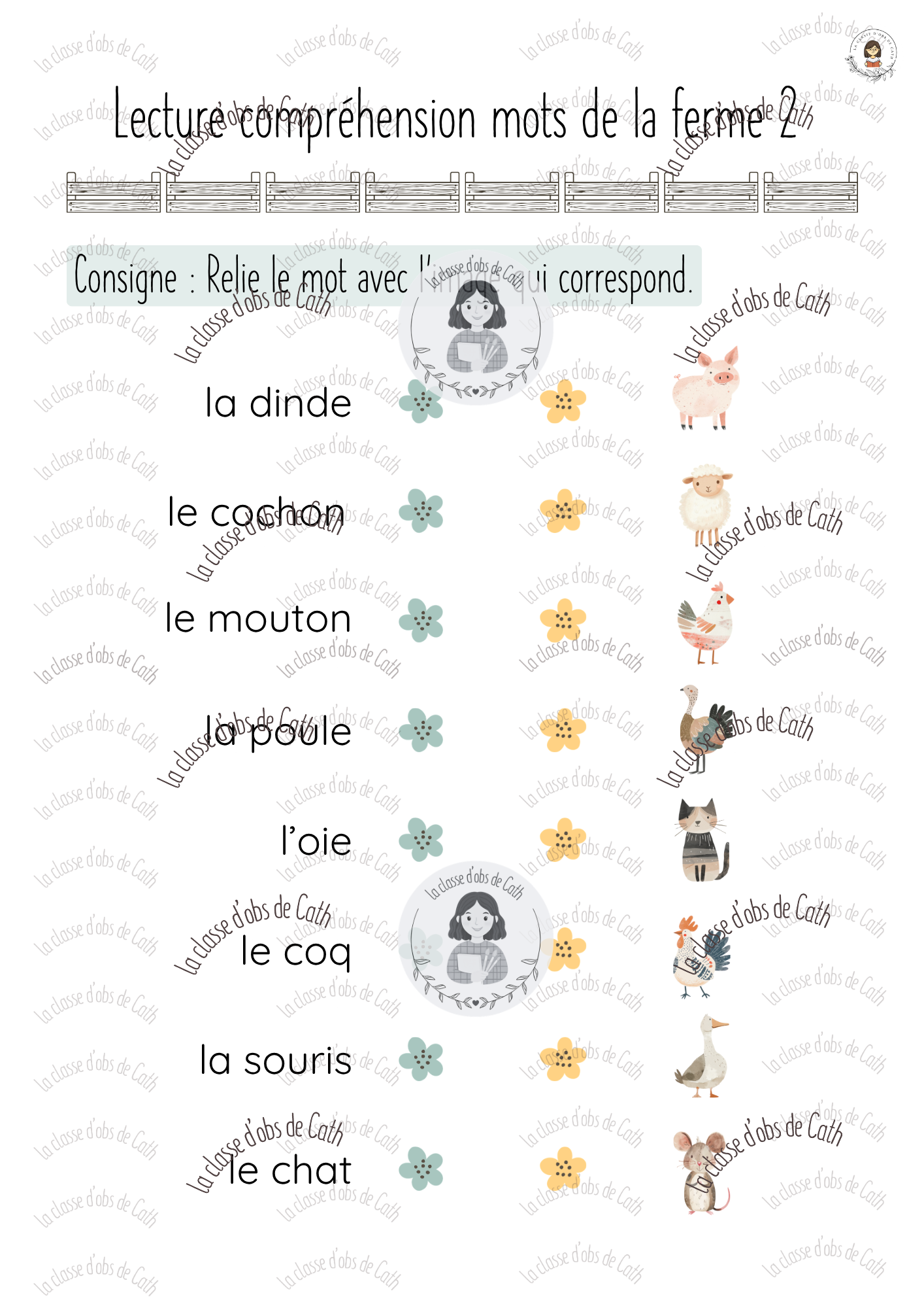 48. 2 Fiches Compréhension de Mots — La Ferme – Image 3